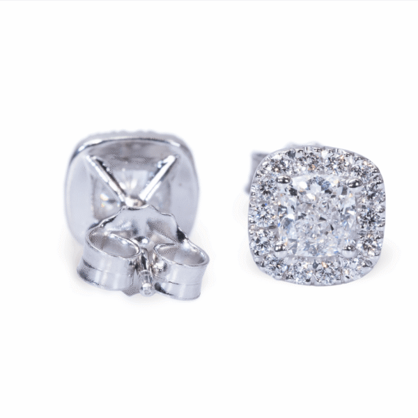 עגילי פאווה צמודים זהב לבן