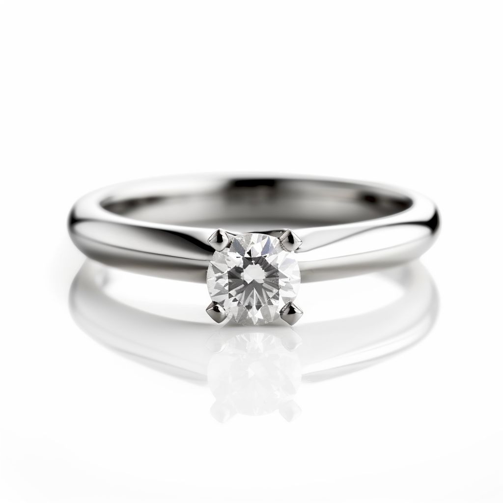 טבעת אירוסין מזהב לבן מינימליסטית משובצת אבן אחת