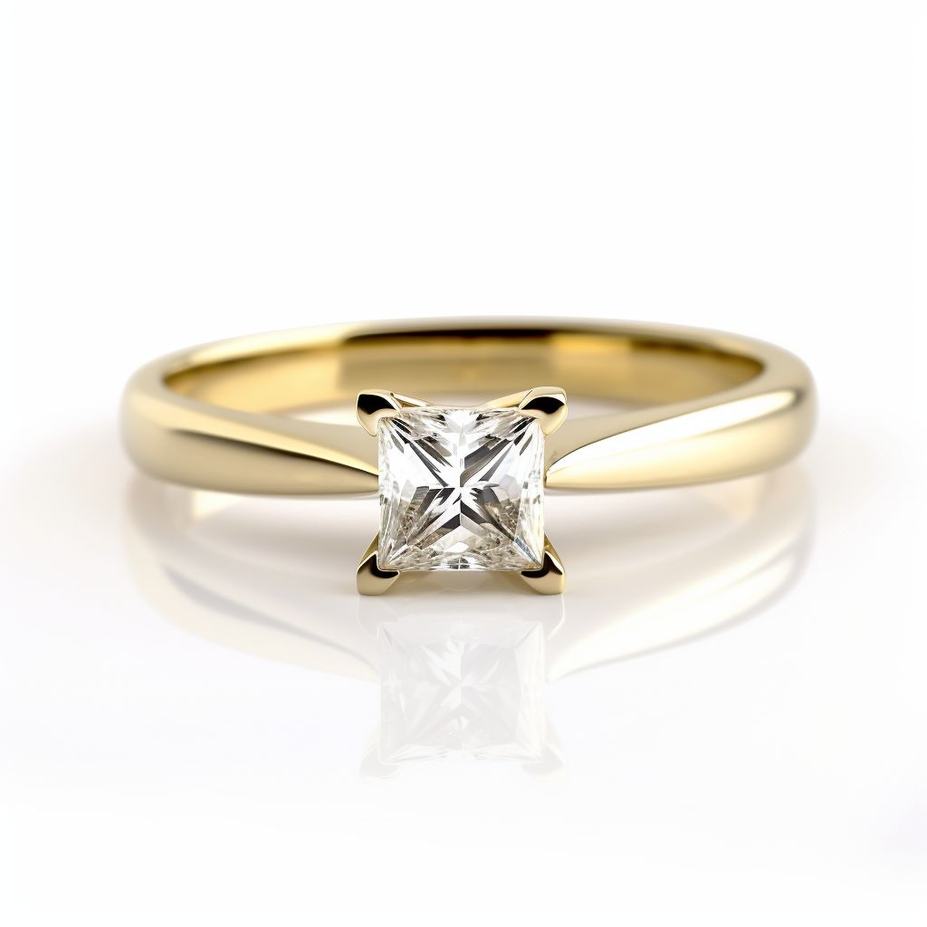 טבעת אירוסין יהלום פרינסס בשיבוץ אבן אחת