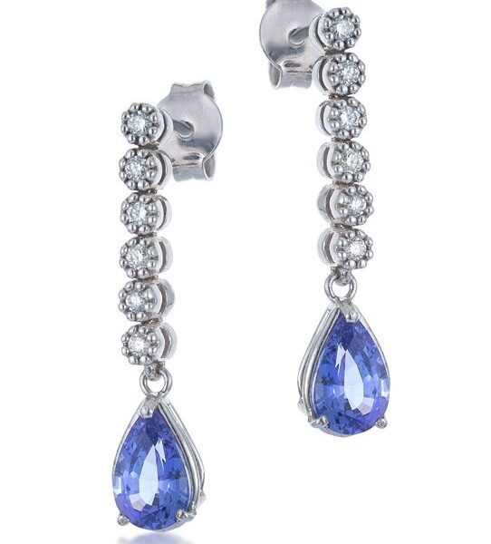 עגילי טנזנייט ויהלומים