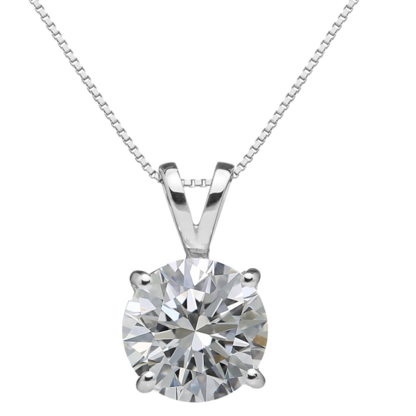 תליון יהלום סוליטר בשרשרת מזהב לבן חצי קראט GIA