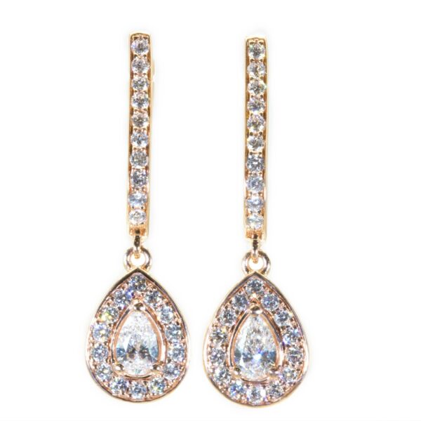 עגילי טיפה עם האלו זהב צהוב - דיאנוצ׳ה