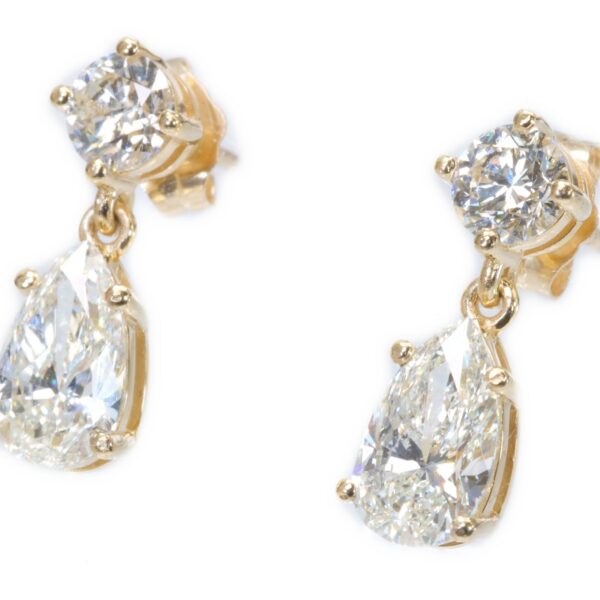 עגיליי זהב יהלומים טיפה -DIANOCHE