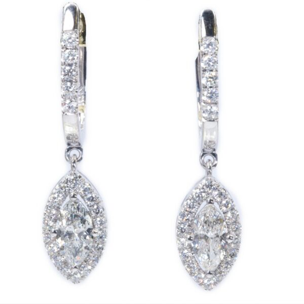 עגילי מרקיזה זהב לבן - דיאנוצ׳ה