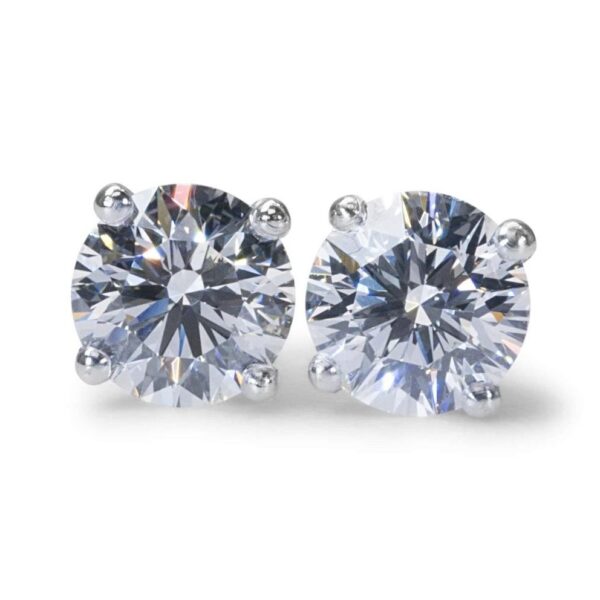 עגילי יהלום צמודים זהב לבן