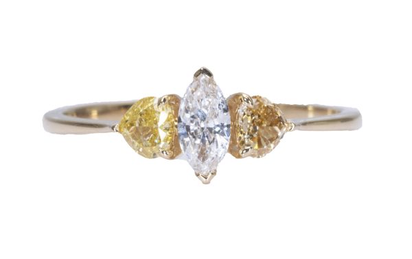 טבעת 3 יהלומים טבעיים מרקיזה ולב - דיאנוצ׳ה