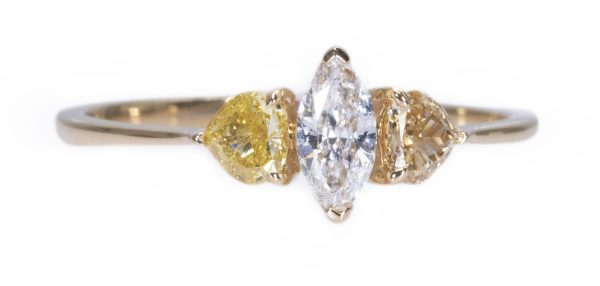טבעת 3 יהלומים טבעיים לב -DIANOCHE