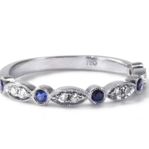 טבעת ספירים ויהלומים 18kt זהב לבן -דיאנוצ׳ה