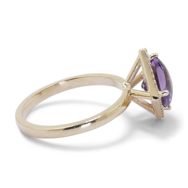 טבעת זהב אמטיסט ויהלומים