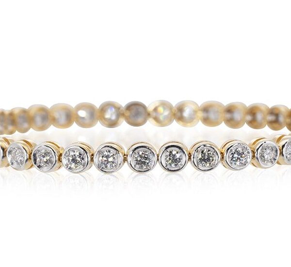 צמיד טניס עגול מזהב צהוב יהלומים עגולים