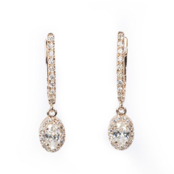 עגילי זהב ורוד משבוצים ביהלומים טבעיים -DIANOCHE