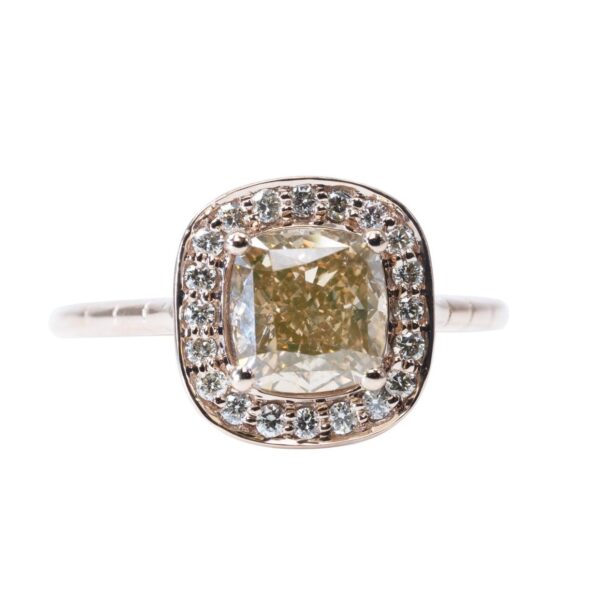 טבעת יהלום צהוב עם האלו יהלומים בזהב ורוד - דיאנוצ׳ה