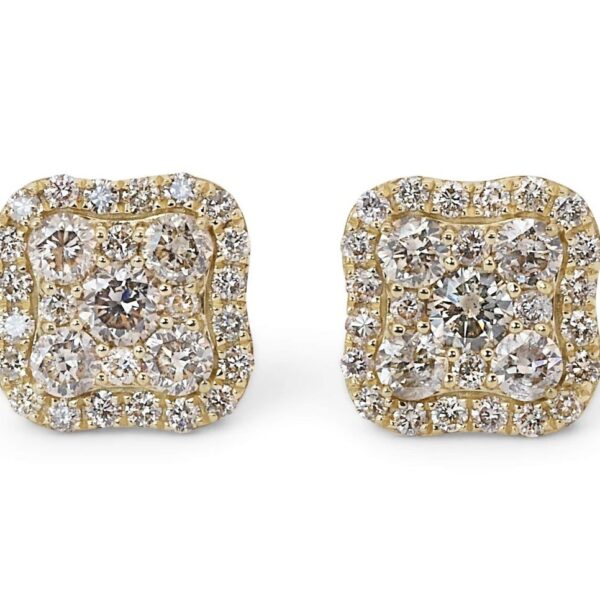 עגילי יהלומים מעוצבים זהב צהוב