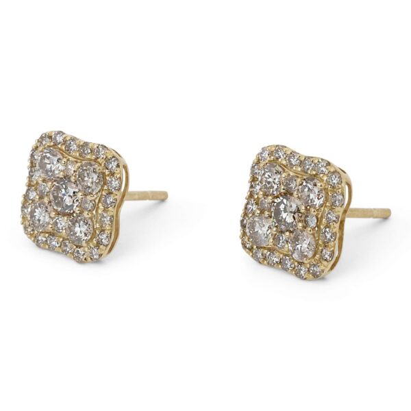 עגילי יהלומים מעוצבים זהב צהוב