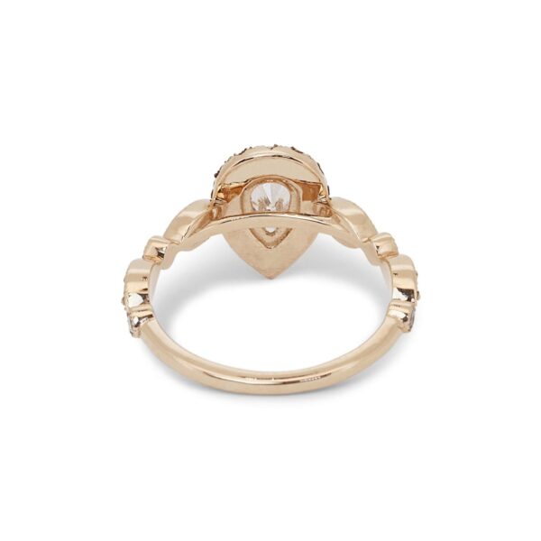 טבעת יהלום טיפה סגנון וינטג זהב אדום