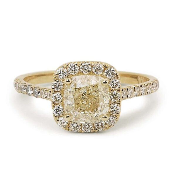 טבעת יהלום צהוב מזהב צהוב