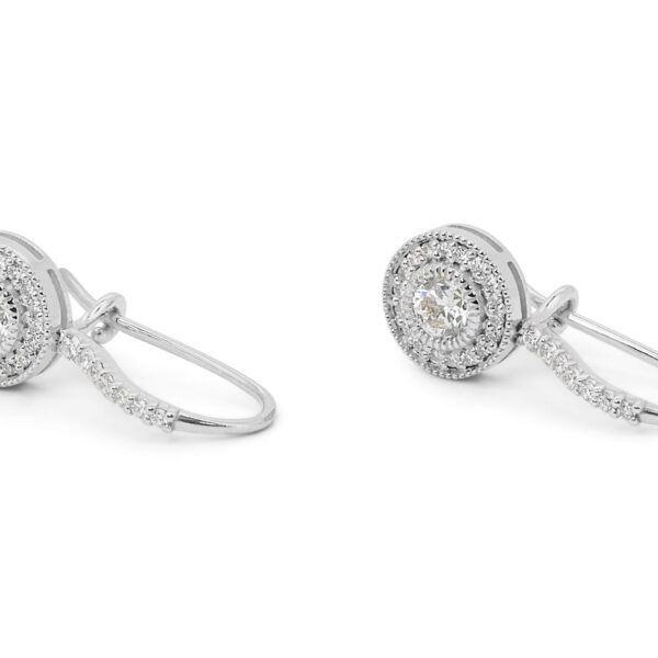 עגילי יהלומים תלויים עגולים