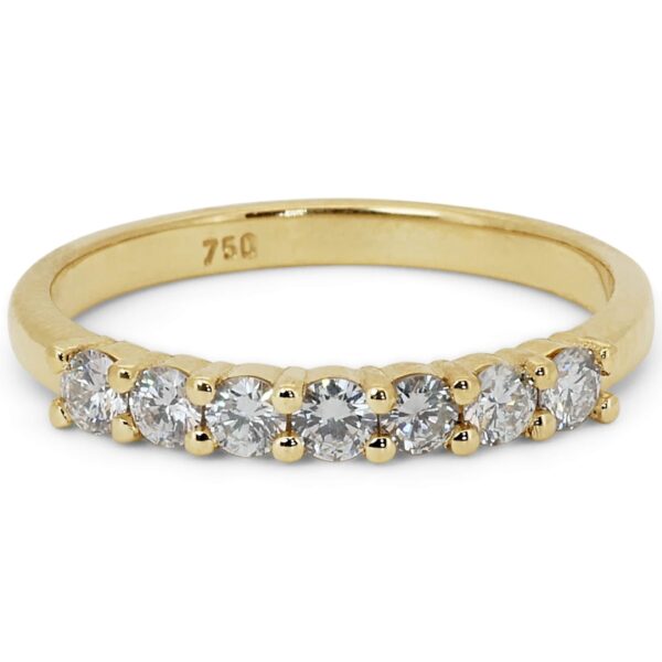 טבעת 7 יהלומים מזהב צהוב 18