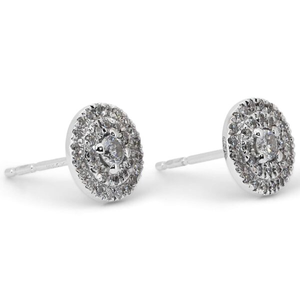 עגילי יהלומים צמודים הילה כפולה