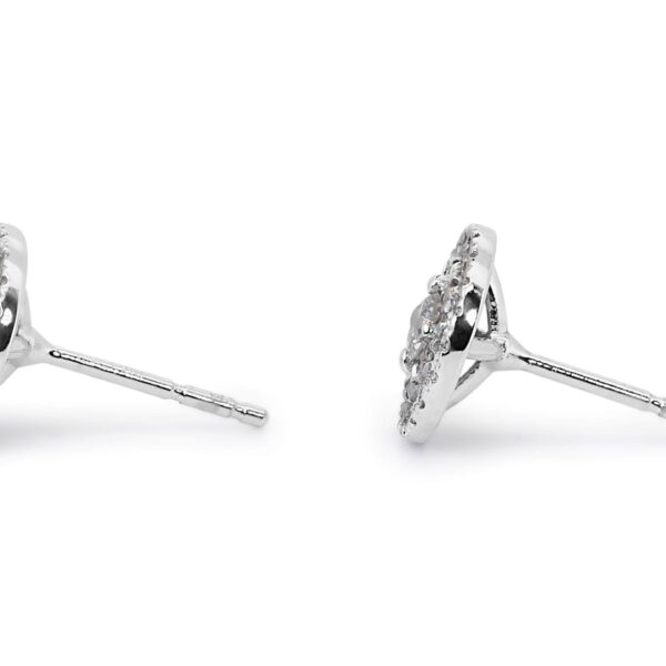 עגילי יהלומים צמודים הילה כפולה