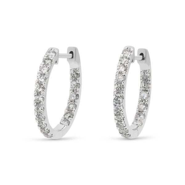 עגילי חישוק יהלומים זהב לבן