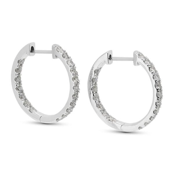 עגילי חישוק יהלומים זהב לבן