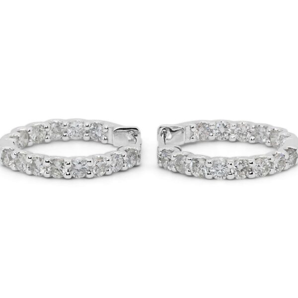 עגילי חישוק יהלומים גדולים מזהב לבן בהתאמה אישית