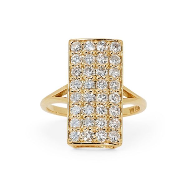 טבעת יהלומים טבעיים גדולה זהב צהוב