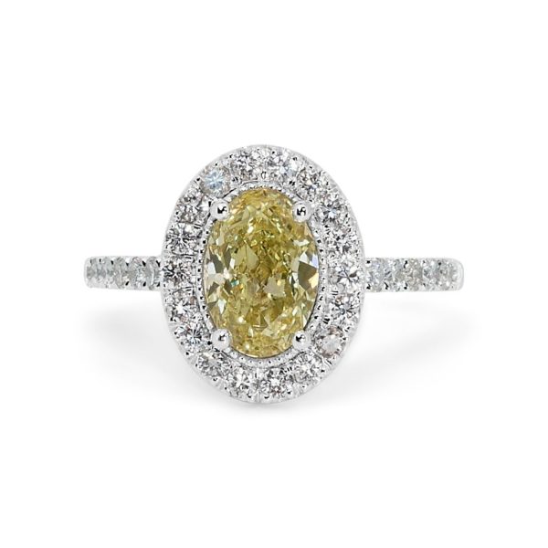 טבעת עם יהלום צהוב מזהב לבן