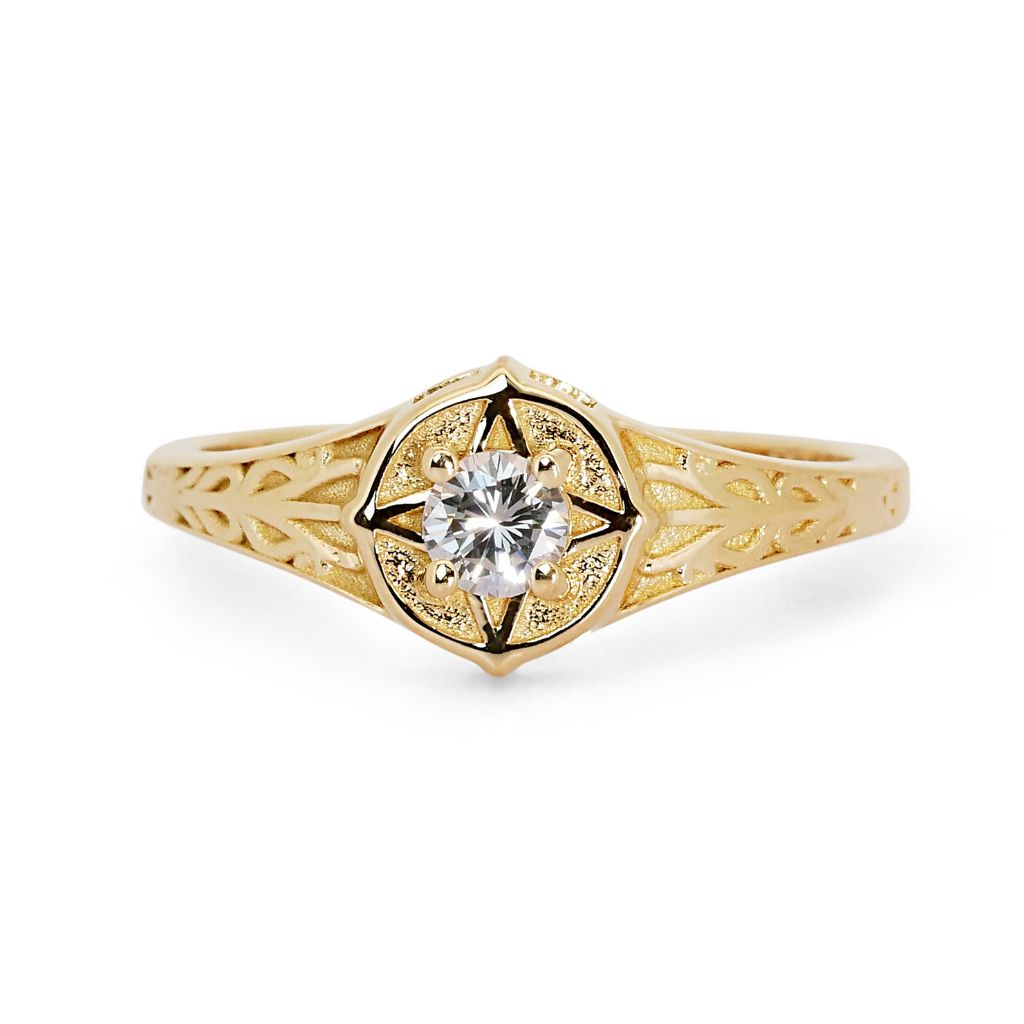 טבעת יהלום מיוחדת מצפן זהב צהוב