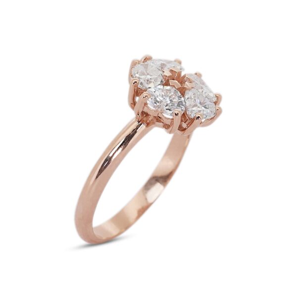 טבעת יהלום לבבות יהלומים טבעיים