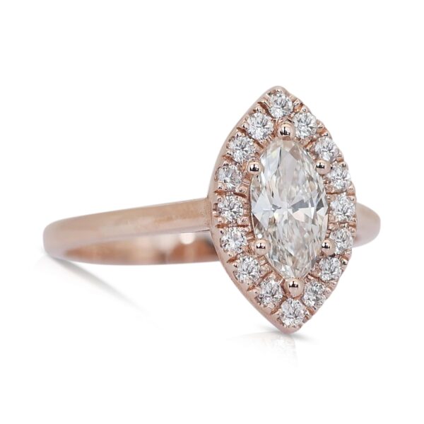 טבעת אירוסין הילה משובצת יהלום מרקיזה