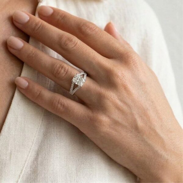 טבעת זהב לבן 18K, 1.26 קראט, מתועדת IGI