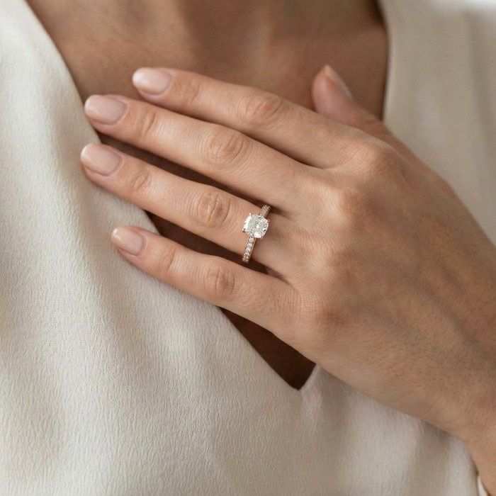 טבעת פאווה מזהב ורוד 18K, מתועדת IGI, במשקל 1.28 קראט – תמונה 2