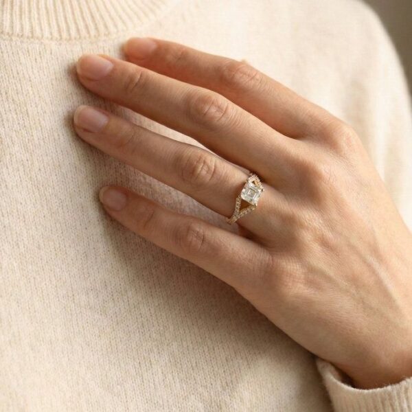 טבעת פאווה מזהב צהוב 18K, 1.30 קראט, מתועדת IGI