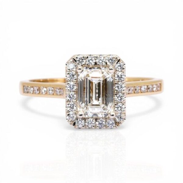 טבעת הילה מזהב צהוב 18K, מתועדת IGI, במשקל 1.31 קראט