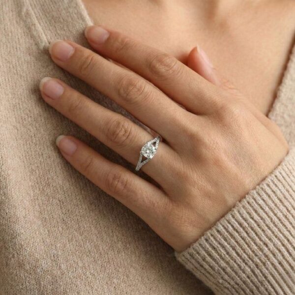 טבעת זהב לבן 18K, 1.34 קראט, מתועדת IGI