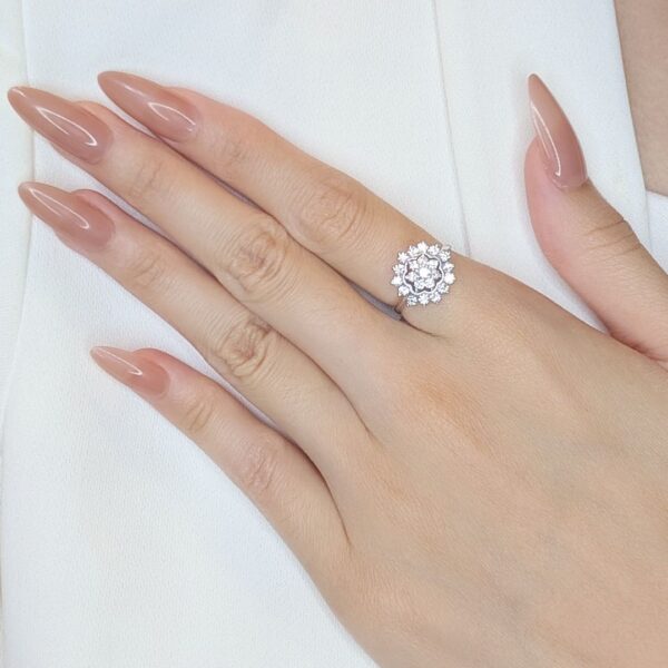 טבעת יהלום טבעי עוצרת נשימה 1.15ct בזהב לבן 14K