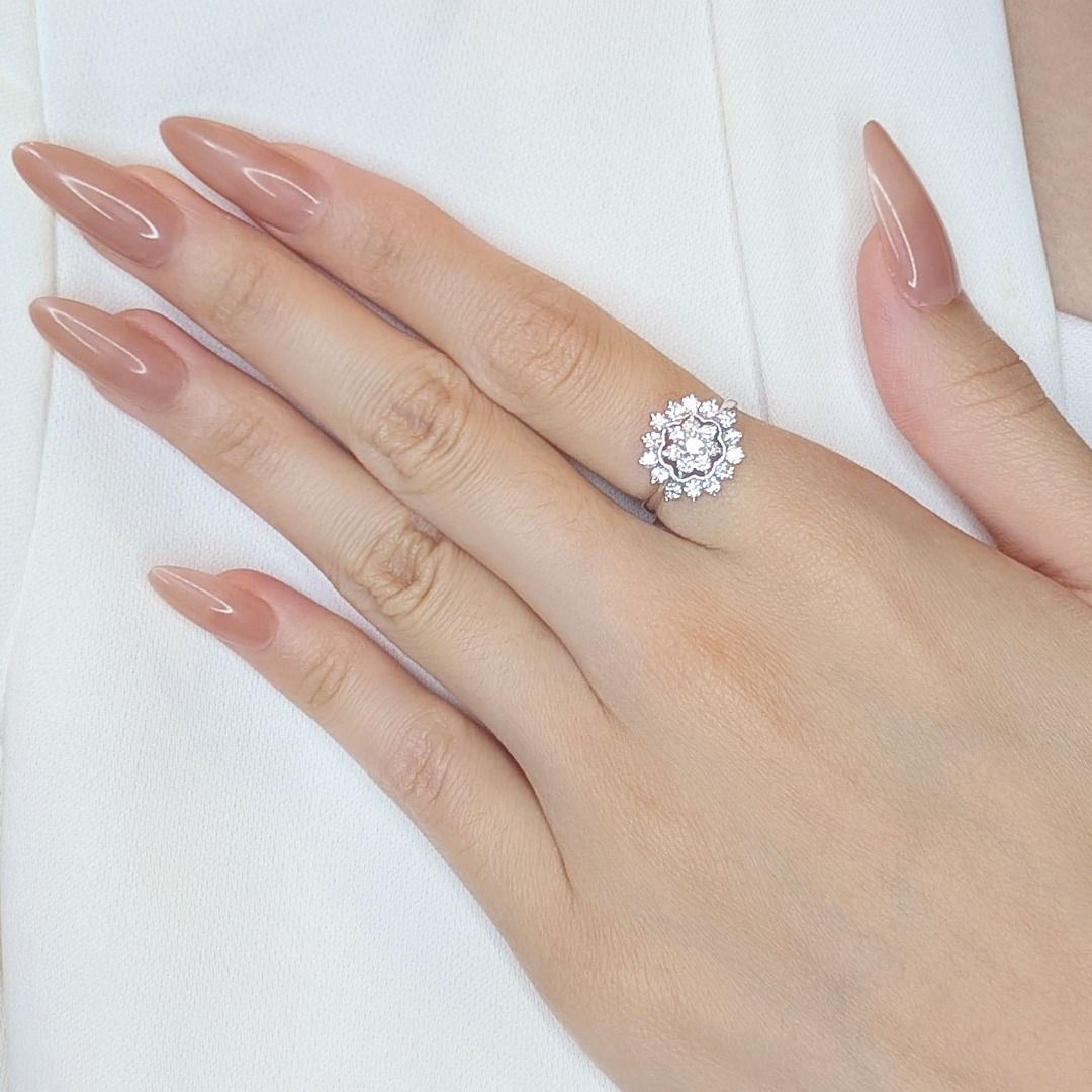 טבעת יהלום טבעי עוצרת נשימה 1.15ct בזהב לבן 14K – תמונה 2