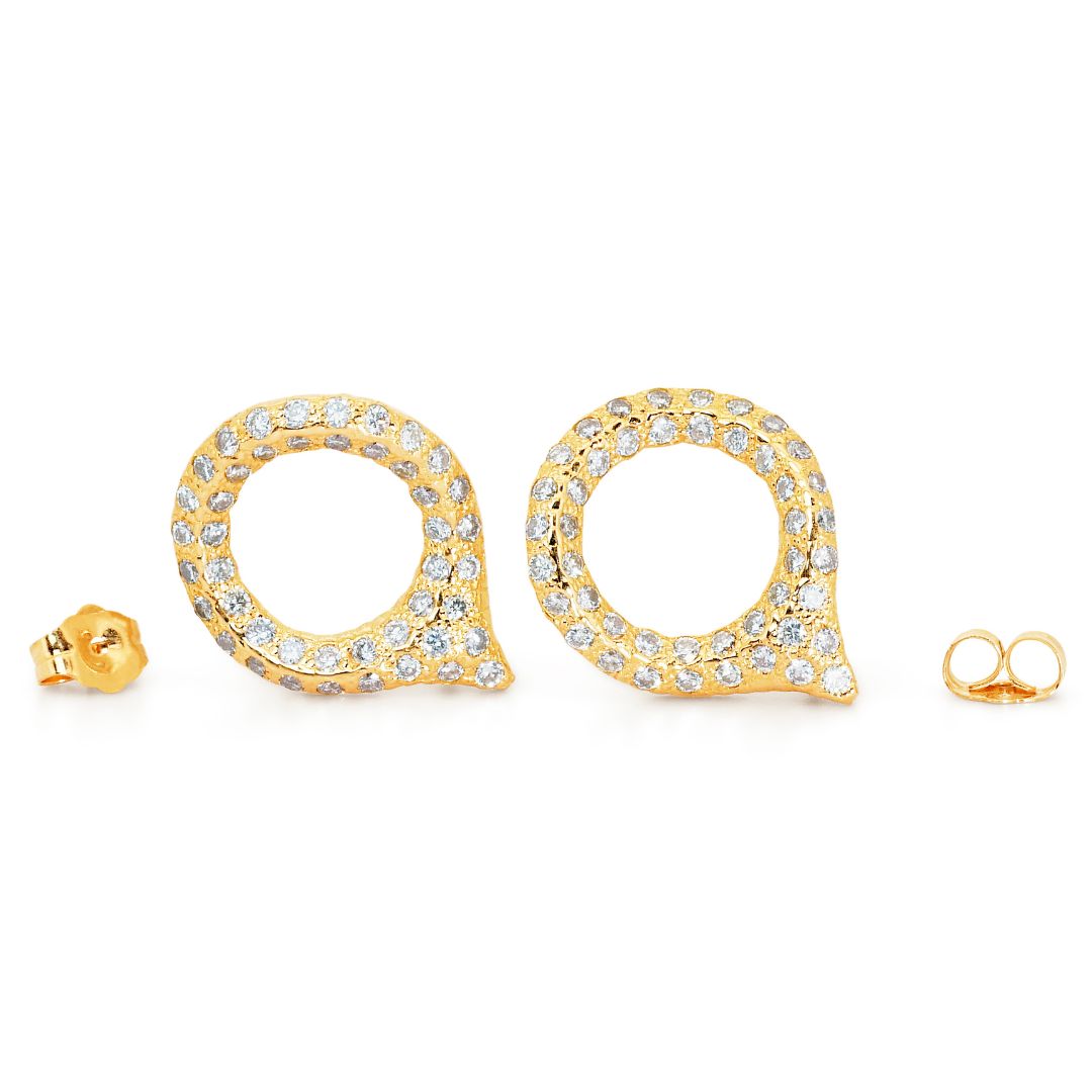 עגילי חישוק נוצצים משובצים יהלומים טבעיים בליטוש פאווה במשקל 1.28 קראט בזהב צהוב 18 קראט - מתועדת IGI