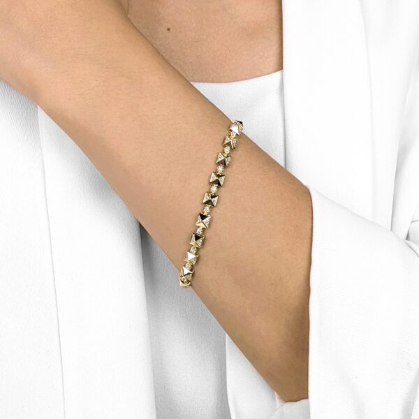 צמיד חוליות יהלומים טבעיים יוקרתי במשקל 1.10 קראט בזהב צהוב 18K