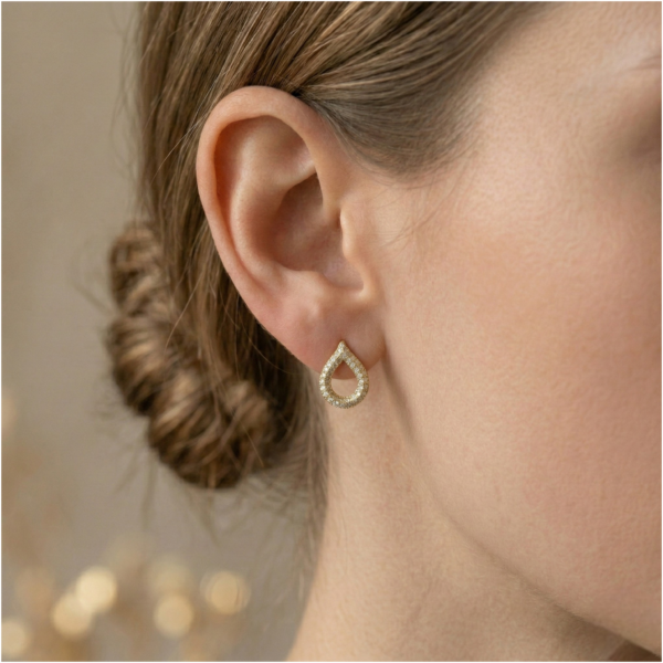 עגילי חישוק נוצצים משובצים יהלומים טבעיים בליטוש פאווה במשקל 1.28 קראט בזהב צהוב 18 קראט - מתועדת IGI