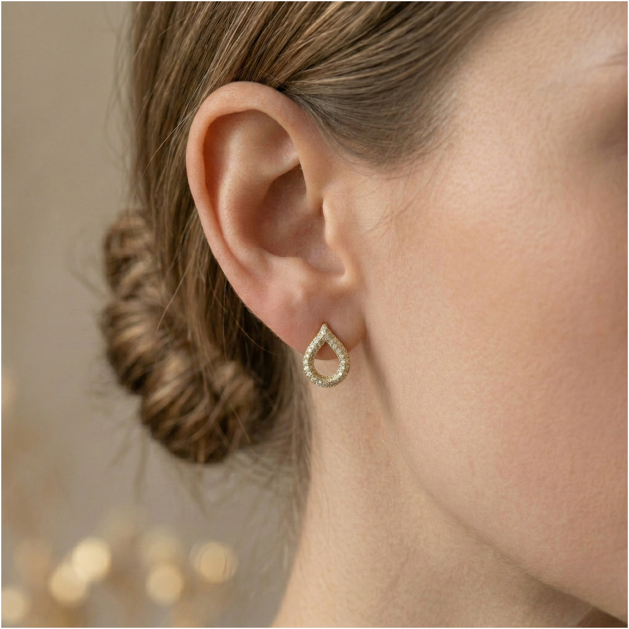 עגילי חישוק נוצצים משובצים יהלומים טבעיים בליטוש פאווה במשקל 1.28 קראט בזהב צהוב 18 קראט - מתועדת IGI – תמונה 2