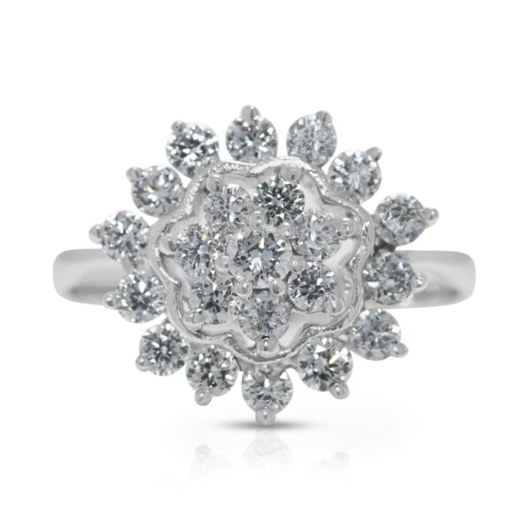 טבעת יהלום טבעי עוצרת נשימה 1.15ct בזהב לבן 14K