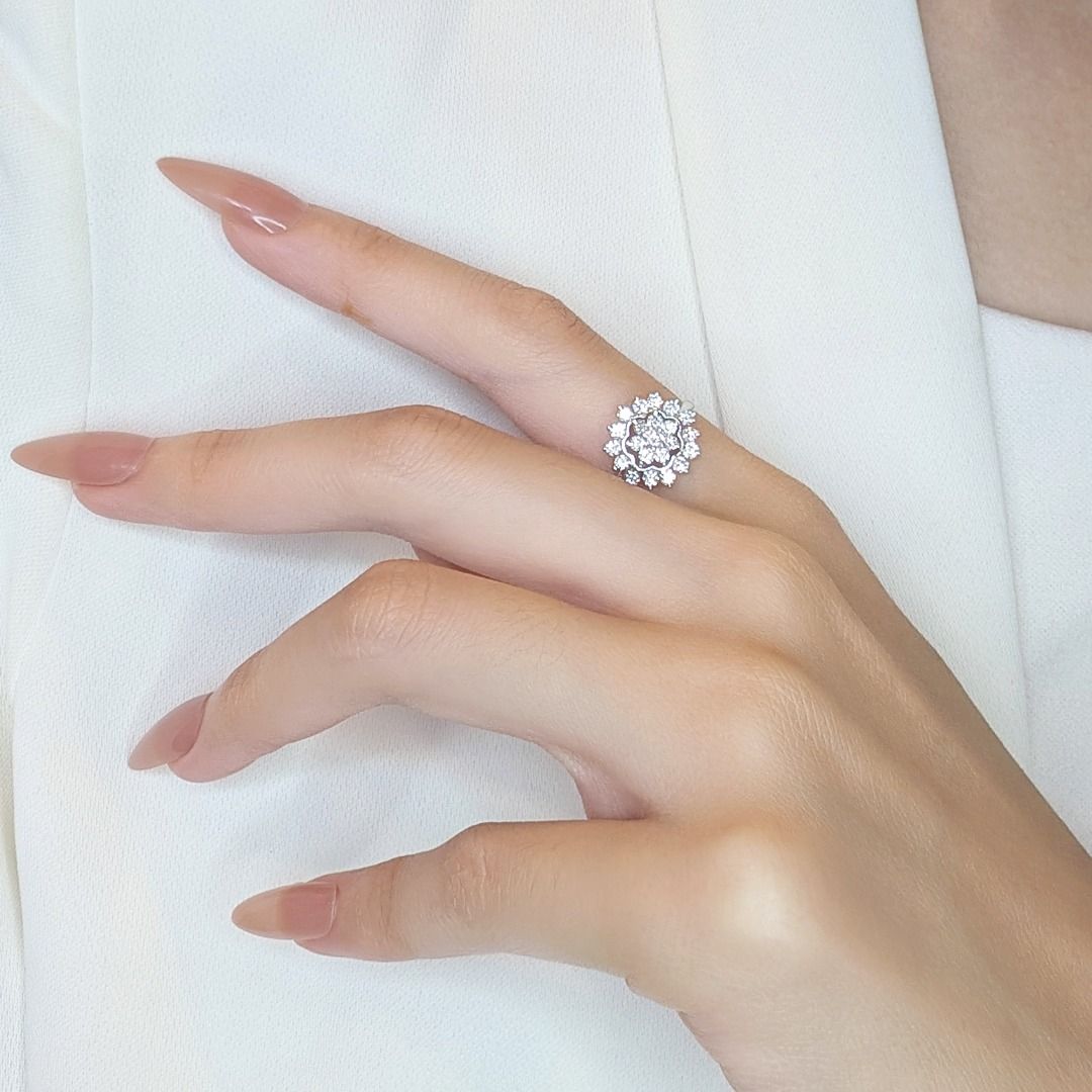 טבעת יהלום טבעי עוצרת נשימה 1.15ct בזהב לבן 14K – תמונה 5