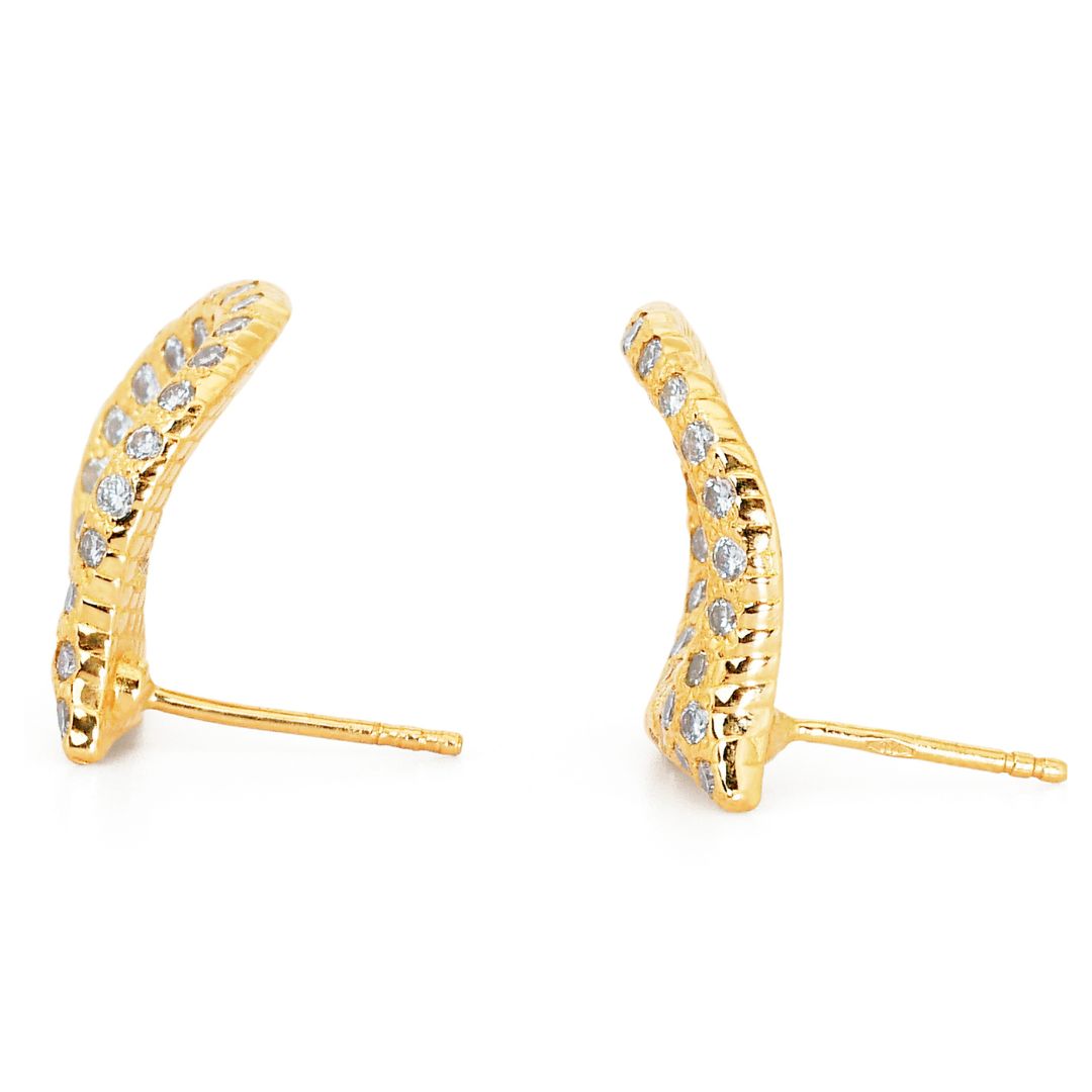 עגילי חישוק נוצצים משובצים יהלומים טבעיים בליטוש פאווה במשקל 1.28 קראט בזהב צהוב 18 קראט - מתועדת IGI – תמונה 6