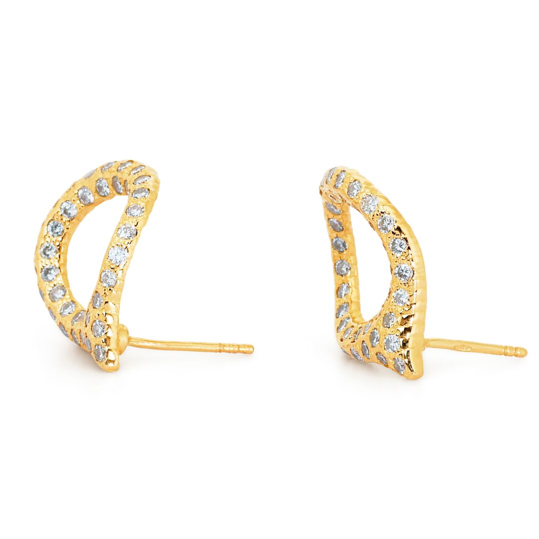 עגילי חישוק נוצצים משובצים יהלומים טבעיים בליטוש פאווה במשקל 1.28 קראט בזהב צהוב 18 קראט - מתועדת IGI – תמונה 7