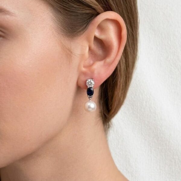 עגילי טיפה מזהב לבן 18K, מתועדת IGI, במשקל 7.47 קראט