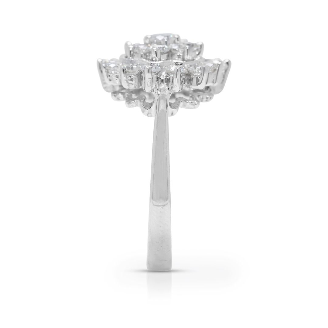 טבעת יהלום טבעי עוצרת נשימה 1.15ct בזהב לבן 14K – תמונה 7