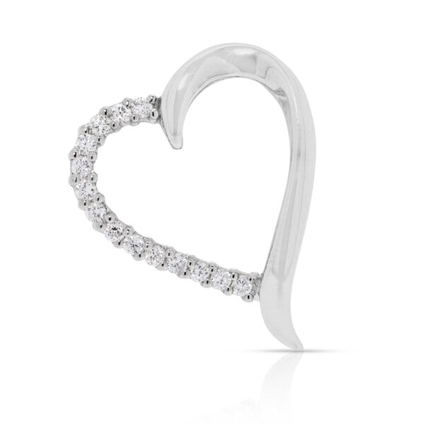 תליון לב רומנטי עם יהלום טבעי 0.28 קראט בזהב לבן 18 קראט (חדש)